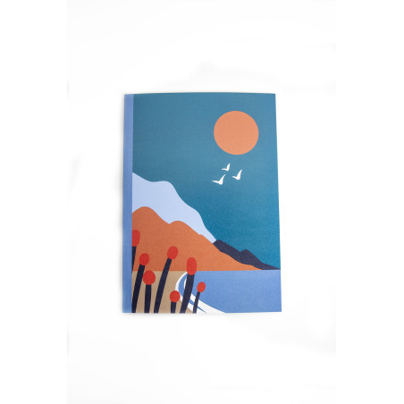Carnet notes made in France gris chardon à motif plage | Mousqueton