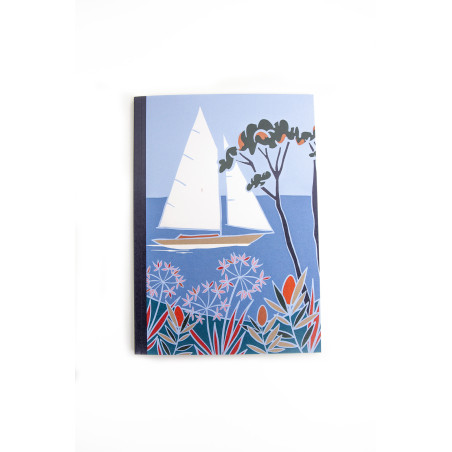 Carnet notes made in France bleu marine motif voile | Mousqueton