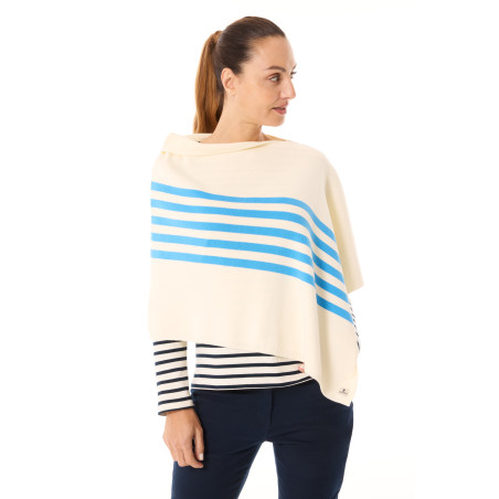 Poncho bicolore Femme bleu ciel | Mousqueton