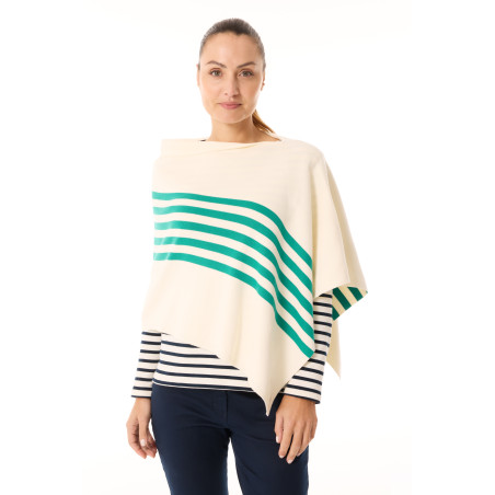 Poncho bicolore Femme vert jade | Mousqueton