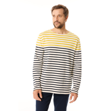 Marinière manches longues Homme bicolore marine et jaune | Mousqueton