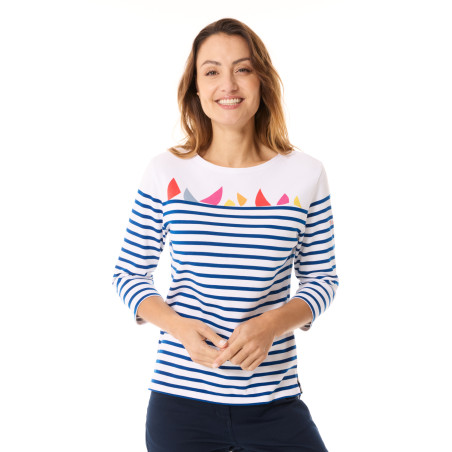 Women's multicolored flag print striped shirt | Mousqueton