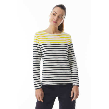 Marinière blanc bleu jaune femme MARINETTE | Mousqueton