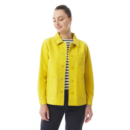 Veste de travail femme en toile de coton jaune miel | Mousqueton