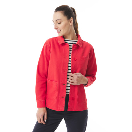 Veste de travail femme en toile de coton rouge piment | Mousqueton