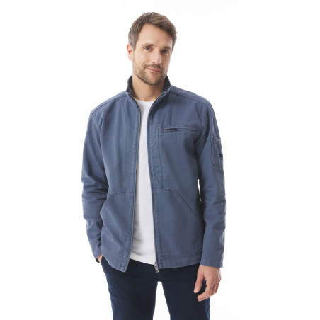 Men's thistle gray cotton canvas zip-up jacket | Mousqueton