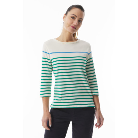 Marinière manches 3/4 Femme vert et bleu | Mousqueton