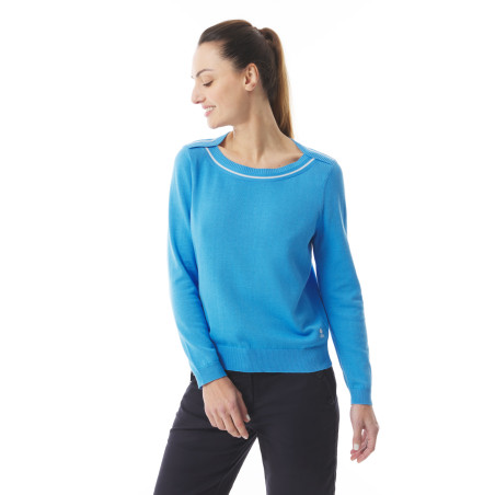 Pull femme encolure bateau bleu ciel | Mousqueton