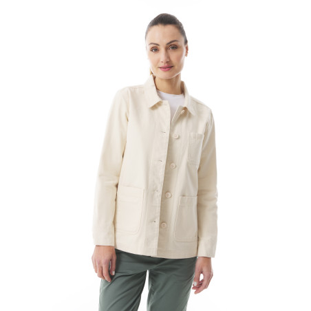 Veste de travail femme en toile de coton écru chiné | Mousqueton
