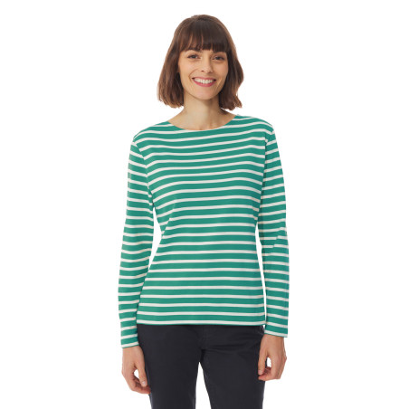 Marinière bicolore femme vert jade | Mousqueton