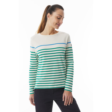 Marinière verte et bleu Femme | Mousqueton
