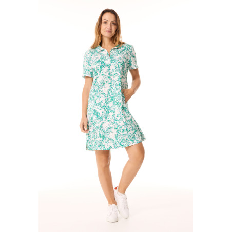 Robe à manches courtes femme motifs poissons vert jade | Mousqueton