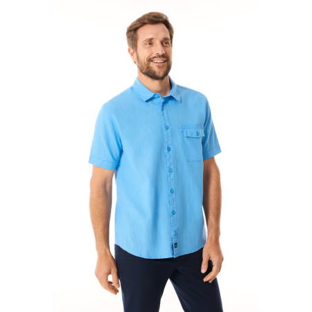 Chemisette homme en ramie bleu ciel | Mousqueton