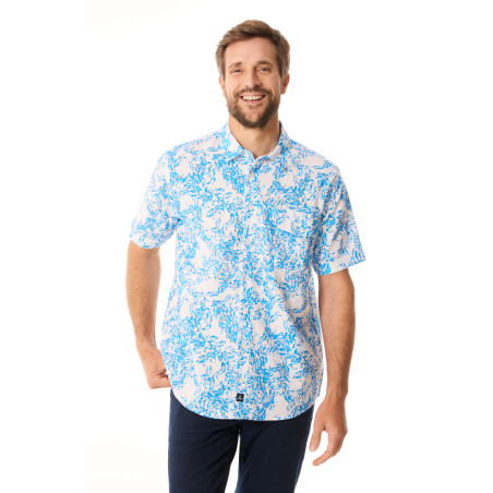 Chemisette homme à motifs poissons bleu ciel | Mousqueton
