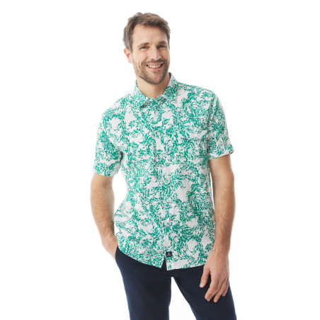 Chemisette homme à motifs poissons vert jade | Mousqueton
