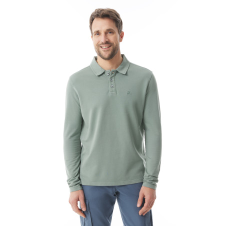 Polo léger manches longues homme vert kaki | Mousqueton