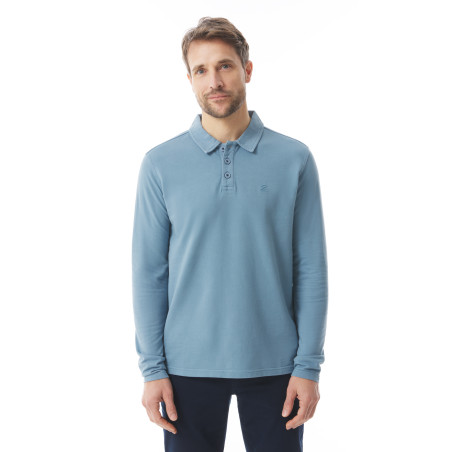 Polo léger manches longues homme bleu provençal | Mousqueton