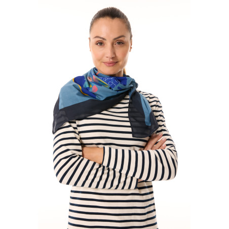 Foulard avec imprimé homard bleu provençal | Mousqueton