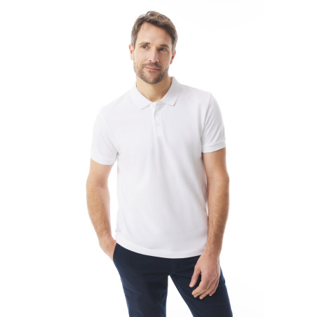 Polo manches courtes homme en coton bio blanc I Mousqueton