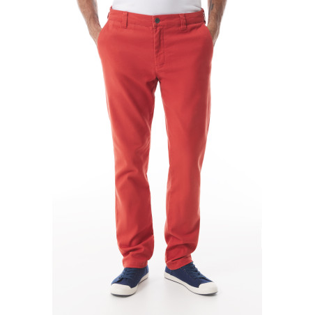 Pantalon chino homme en twill de coton orange tuile | Mousqueton
