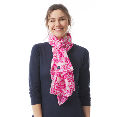 Fuchsia pink fish pattern scarf | Mousqueton