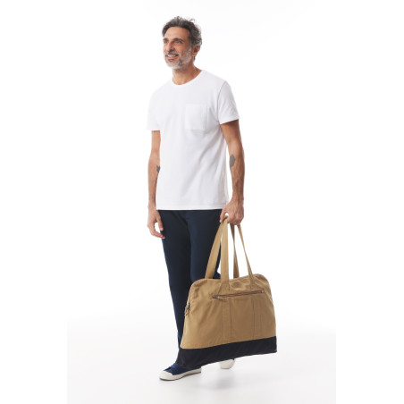 Sac bicolore en toile beige houblon | Mousqueton