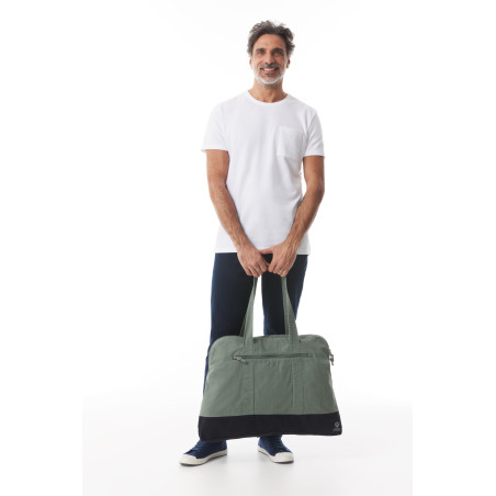 Sac bicolore en toile vert kaki | Mousqueton