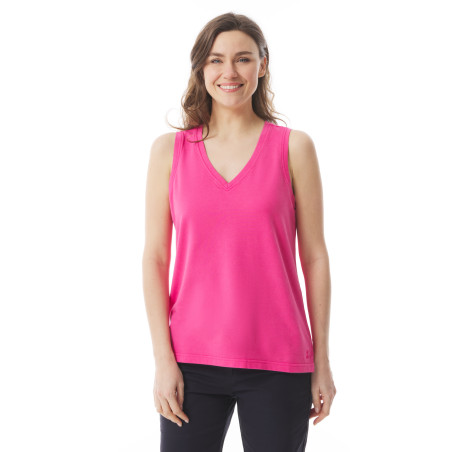 Débardeur col V femme en coton bio rose fuchsia I Mousqueton