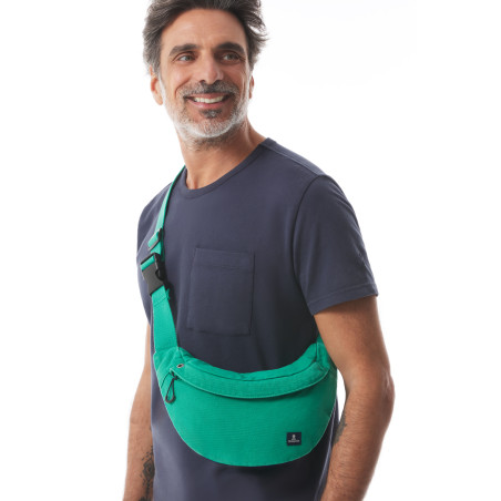 Petit sac banane en toile vert jade | Mousqueton