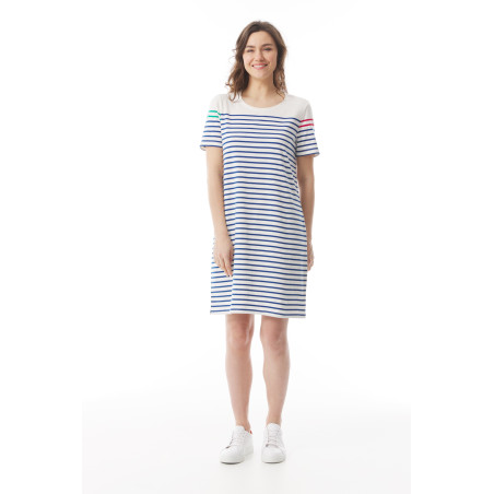 Robe marinière épaules dépareillées en coton | Mousqueton