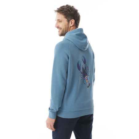 Sweat zippé à capuche bleu à motifs homard par Stéphanie Veillard