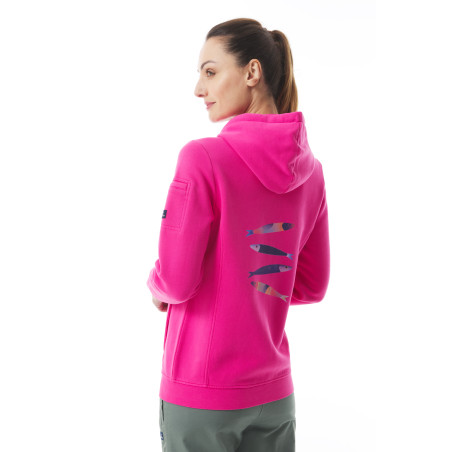 Sweat zippé à capuche femme rose motifs homard par Stéphanie Veillard