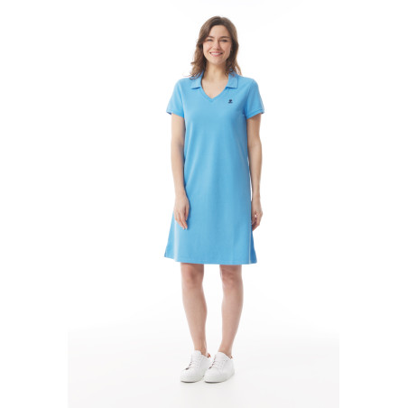 Robe polo en coton bio bleu ciel | Mousqueton