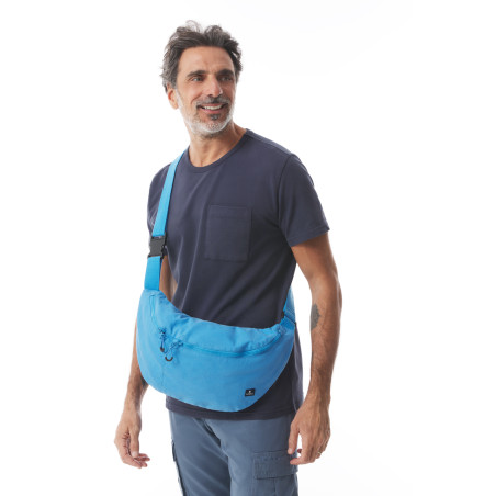 Sac Banane en toile délavée bleu ciel | Mousqueton