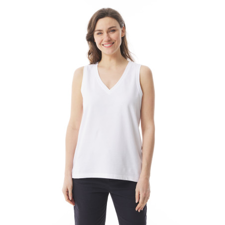 Débardeur col V femme en coton bio blanc I Mousqueton