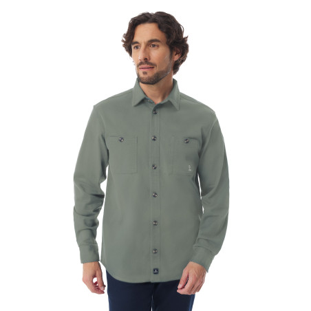 Khaki green men's thick cotton shirt | Mousqueton
