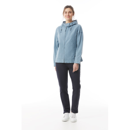 Veste mi-longue en toile femme bleu provençal | Mousqueton