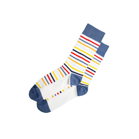 Chaussettes hautes à rayures multicolores | Mousqueton