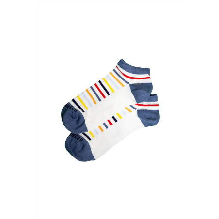 Chaussettes courtes à rayures multicolores bleu provencal | Mousqueton