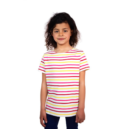 T-shirt rayé manches courtes enfant multicolore | Mousqueton