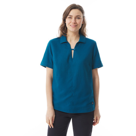 Tunique d'été Femme avec col vareuse bleu abysse | Mousqueton
