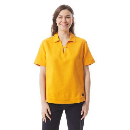Tunique d'été Femme avec col vareuse jaune orangé | Mousqueton