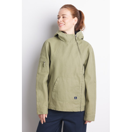 Veste coupe-vent femme en toile vert mousse | Mousqueton