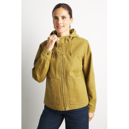 Women's bronze brown mid-season hooded jacket | Mousqueton