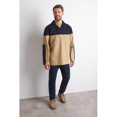 Vareuse bicolore beige houblon et bleu marine | Mousqueton