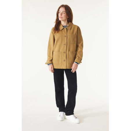 Veste de travail femme en toile de coton marron bronze | Mousqueton