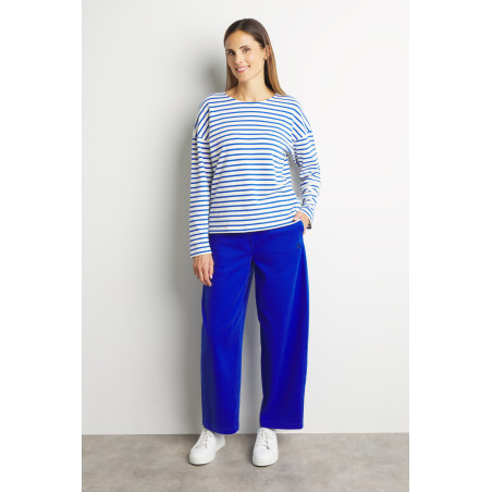 Pantalon barrel féminin bleu cobalt | Mousqueton