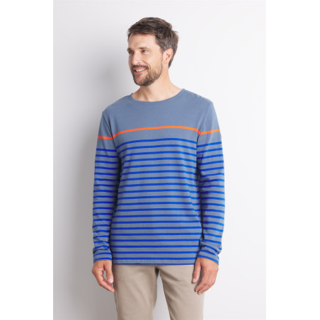 Marinière multicolore homme gris bleu orange | Mousqueton