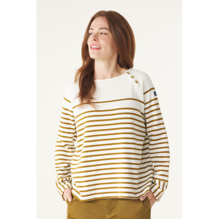 Marinière manches raglan écru et marron bronze | Mousqueton