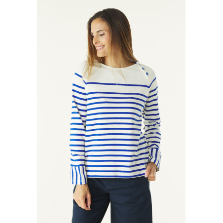 Marinière manches raglan écru et bleu cobalt | Mousqueton